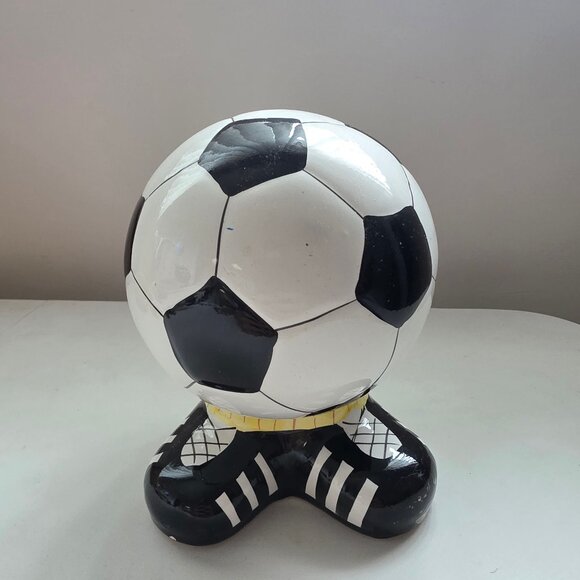 Vintage Soccer Ball Sports Coin Piggy Bank - Picture 1 of 7